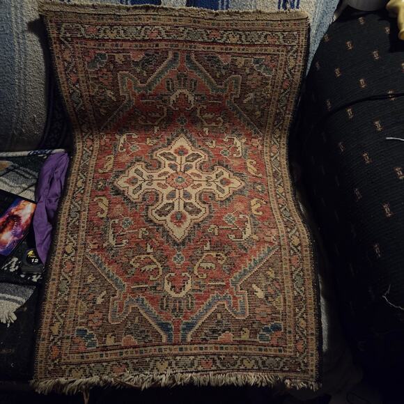 Heriz Rug 2x13 ft Vintage Geometric Medallion Wool Carpet Hand Knotted rust Red - Picture 5 of 7